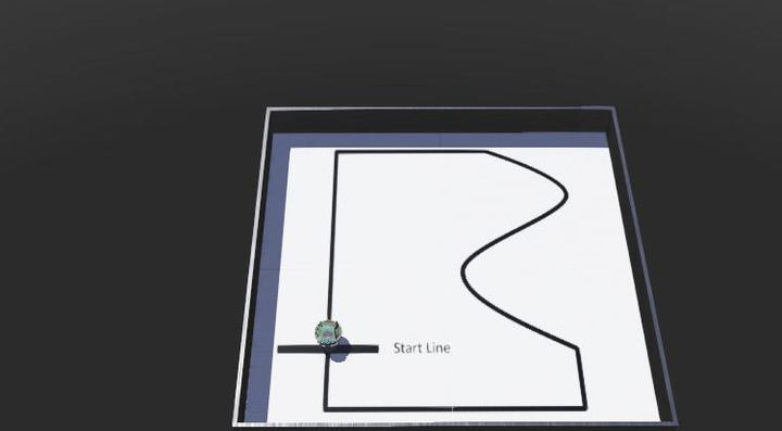 Webots line-following track with start line